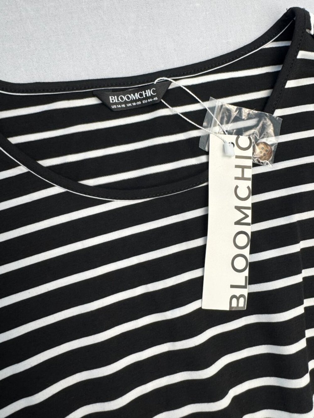 NWT BloomChic Supersoft Essentials Black White Stripe A-Line T-Shirt Dress 14-16 - Picture 6 of 13